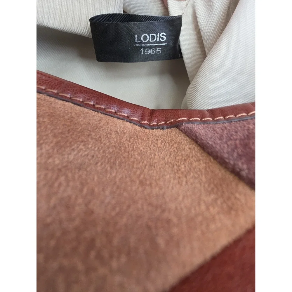 Lodis Piece Train Hobo Bag Patchwork Suede Genuine Leather NWT